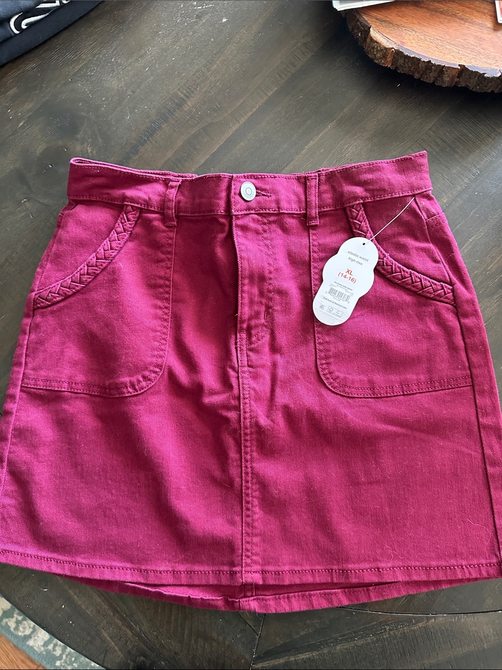 wonder nation Magenta Denim Mini Skirt